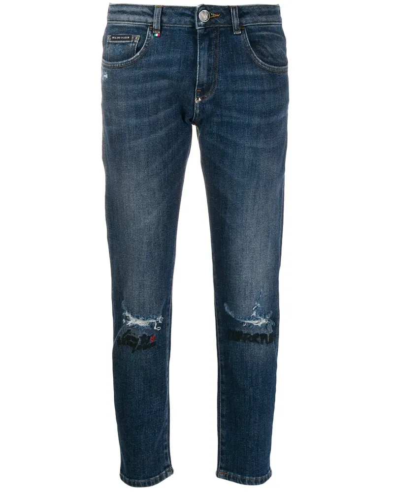 Philipp Plein Gerade Jeans mit Stickerei - Blau Blau