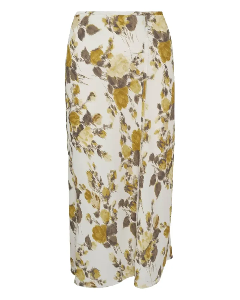 AMI Paris Midirock mit Blumenmotiv - Nude Nude