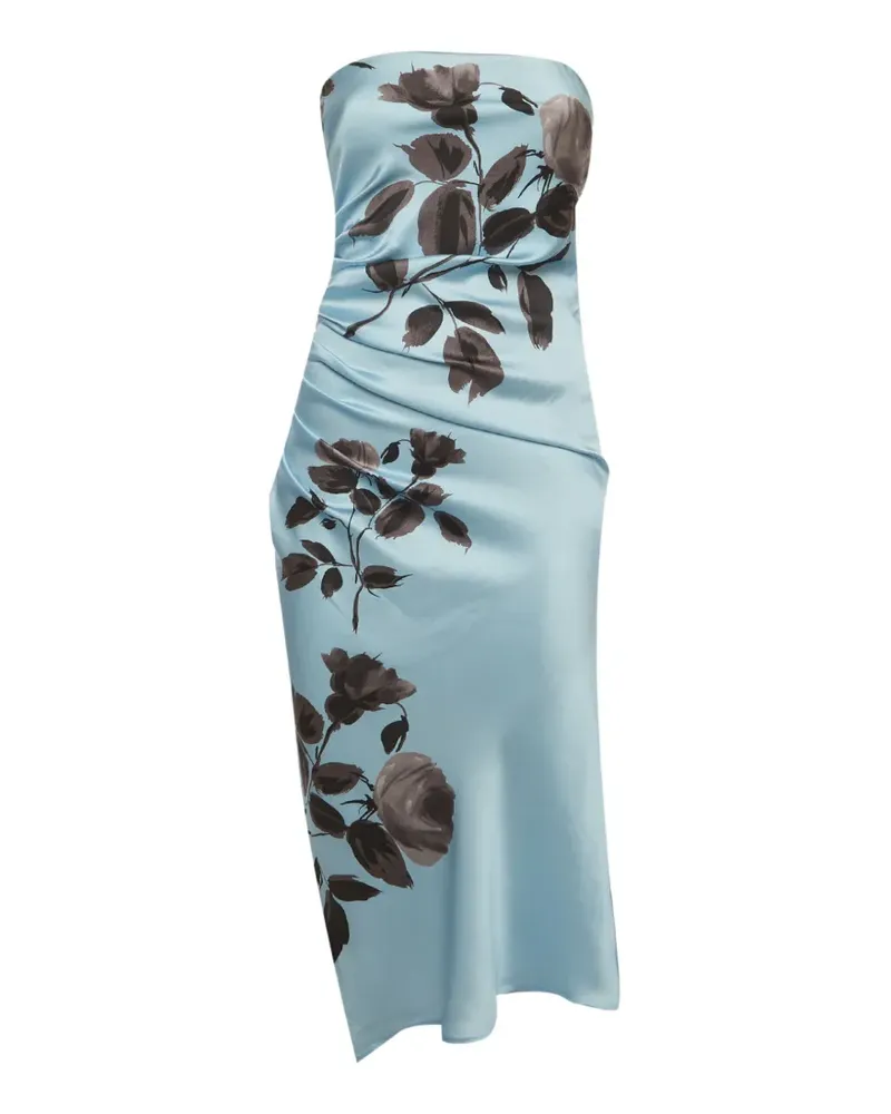 Magda Butrym floral-print ruched midi dress - Blau Blau