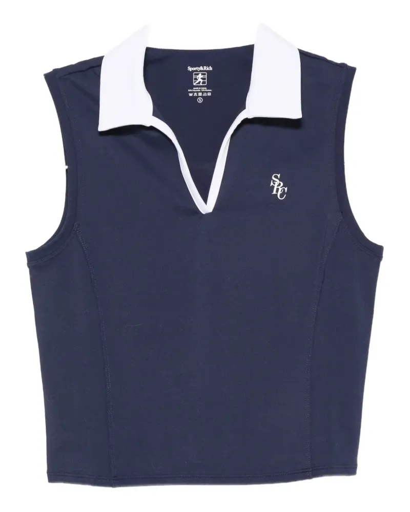 SPORTY & RICH logo-embroidered sleeveless top - Blau Blau