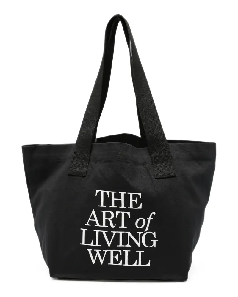 SPORTY & RICH print tote bag - Schwarz Schwarz