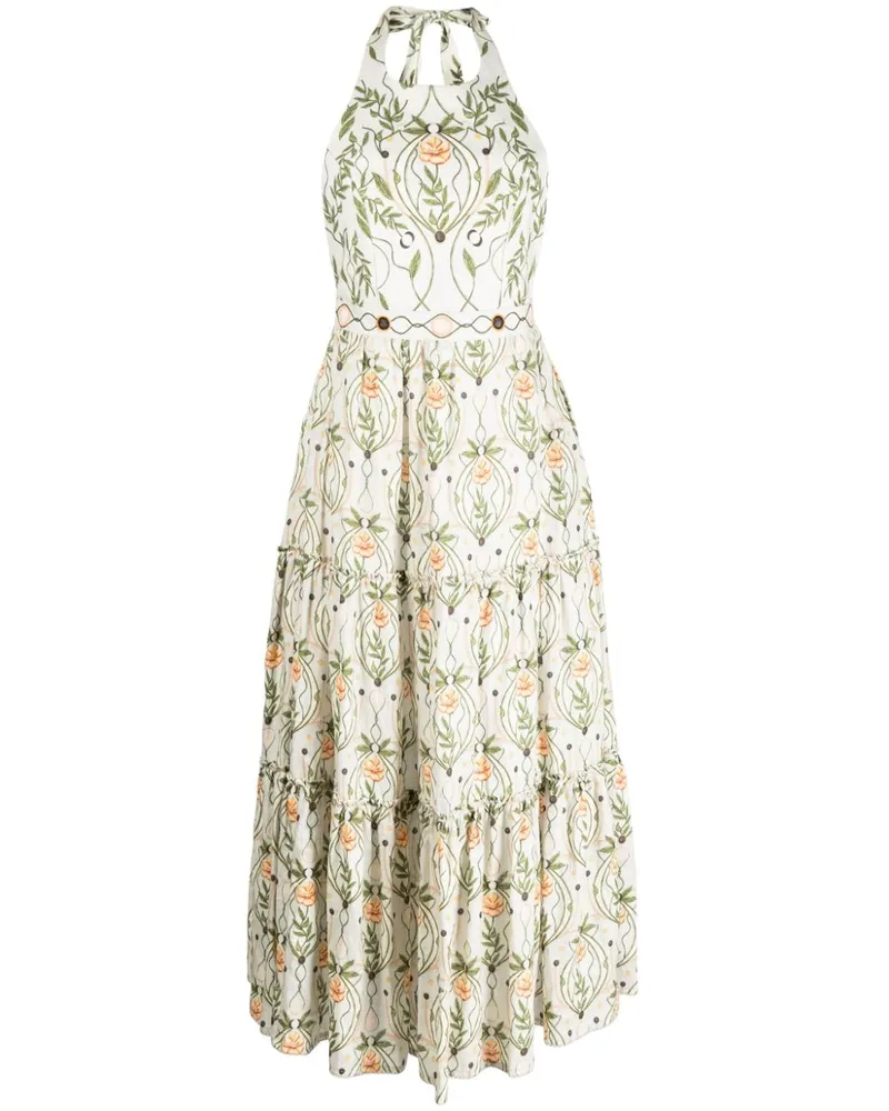 AGUA BENDITA Neckholder-Kleid mit Blumen-Print - Grün Grün
