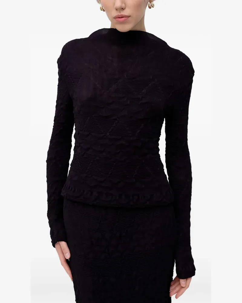 HUGO BOSS pleated long-sleeve top - Schwarz Schwarz