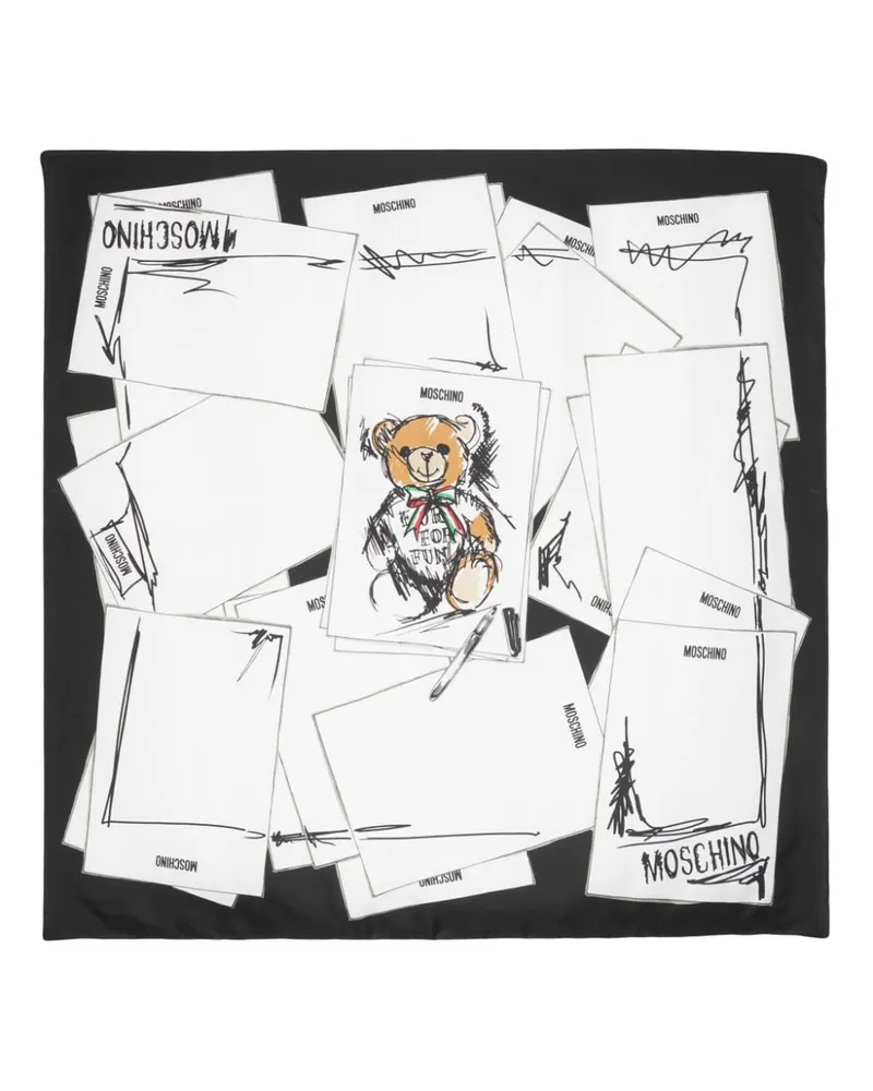Moschino Schal mit Teddy-Print - Schwarz Schwarz