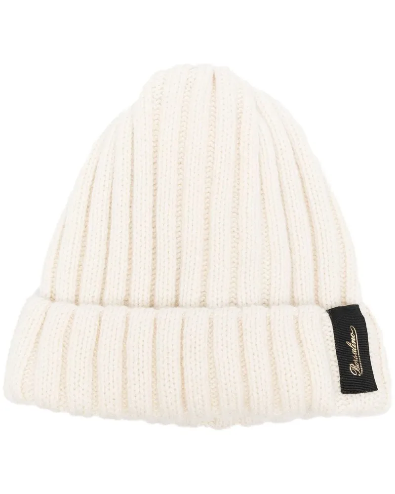 Borsalino Beanie mit Logo-Patch - Weiß Weiß