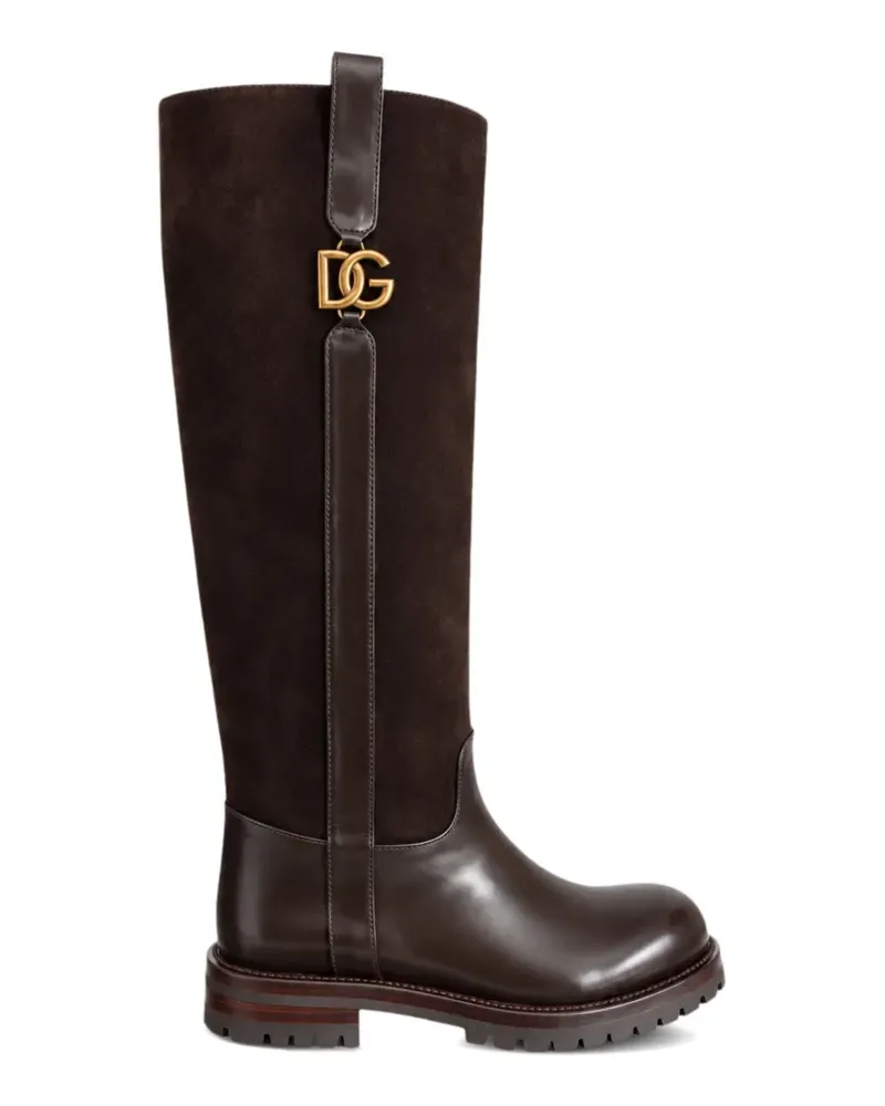 Dolce & Gabbana Stiefel mit Einsätzen und DG-Logo - Braun Braun
