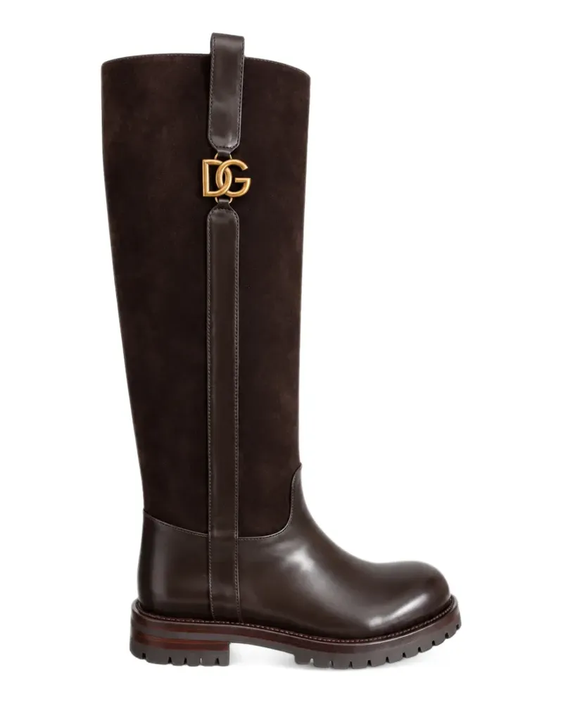 Dolce & Gabbana Stiefel mit Einsätzen und DG-Logo - Braun Braun