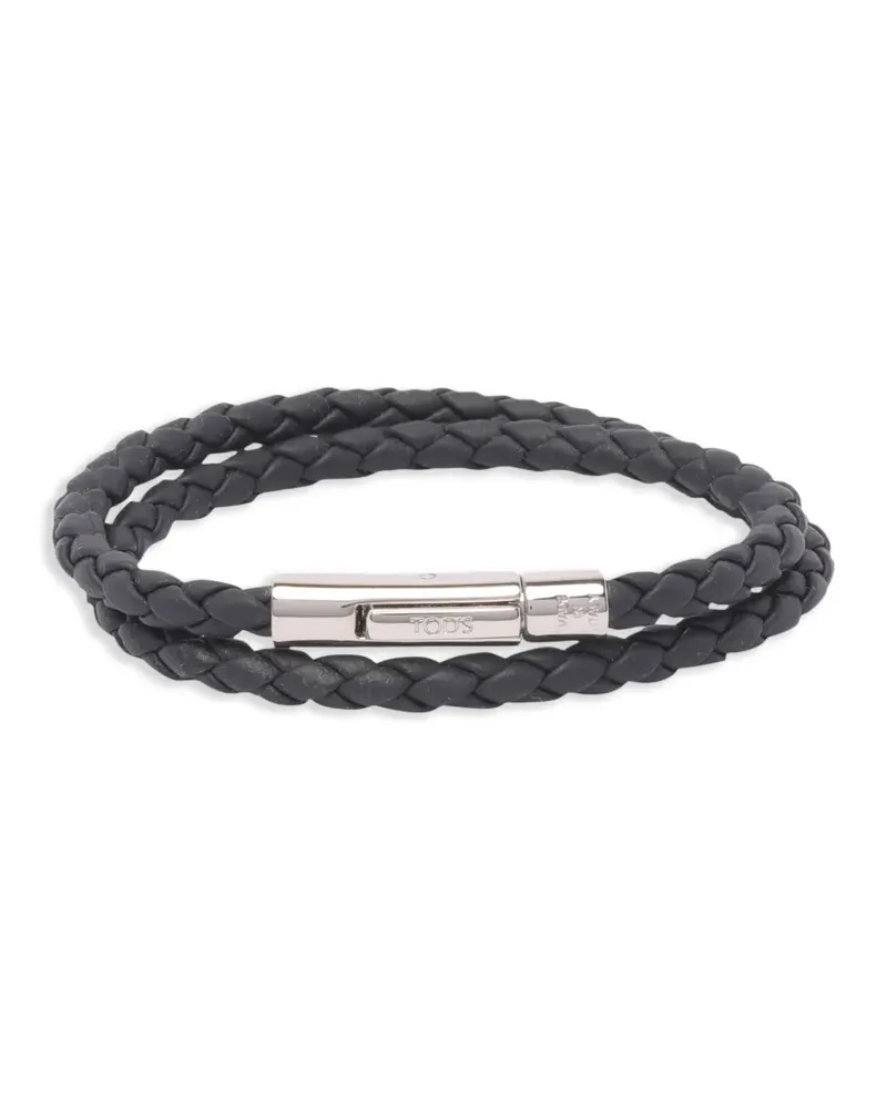 TOD'S Geflochtenes Lederarmband - Blau Blau