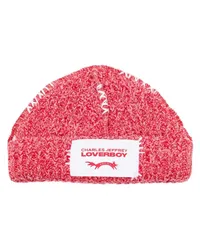 Charles Jeffrey Loverboy Grob gestrickte Beanie mit Logo-Patch Rot