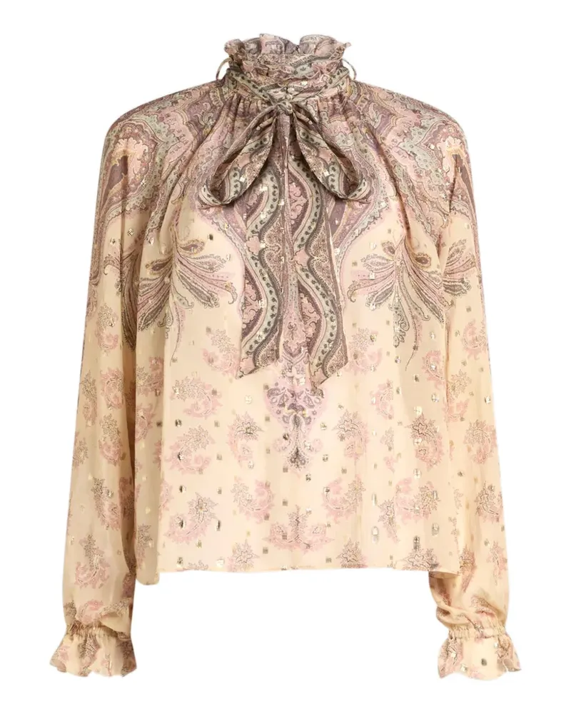 Etro scarf print silk blouse - Nude Nude