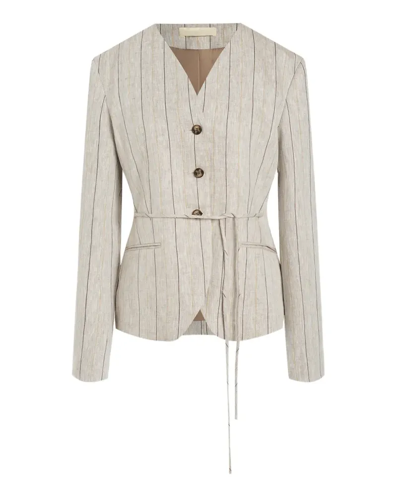 12 STOREEZ Aurelia Leinenjacke mit Nadelstreifen - Grau Grau