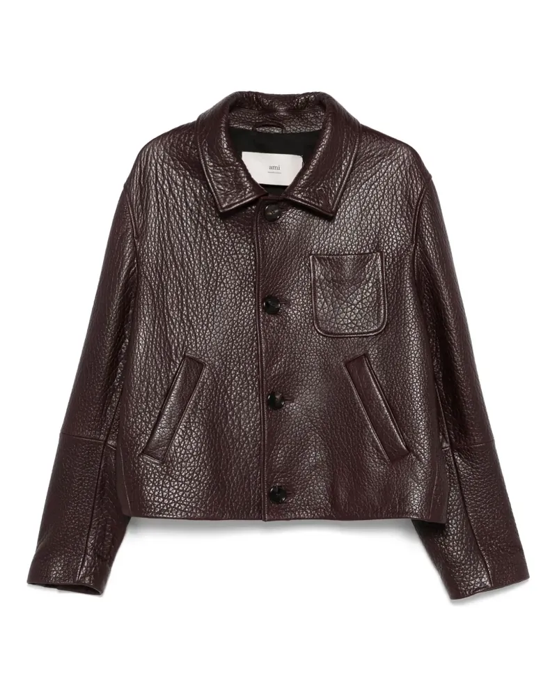 AMI Paris Klassische Lederjacke - Braun Braun