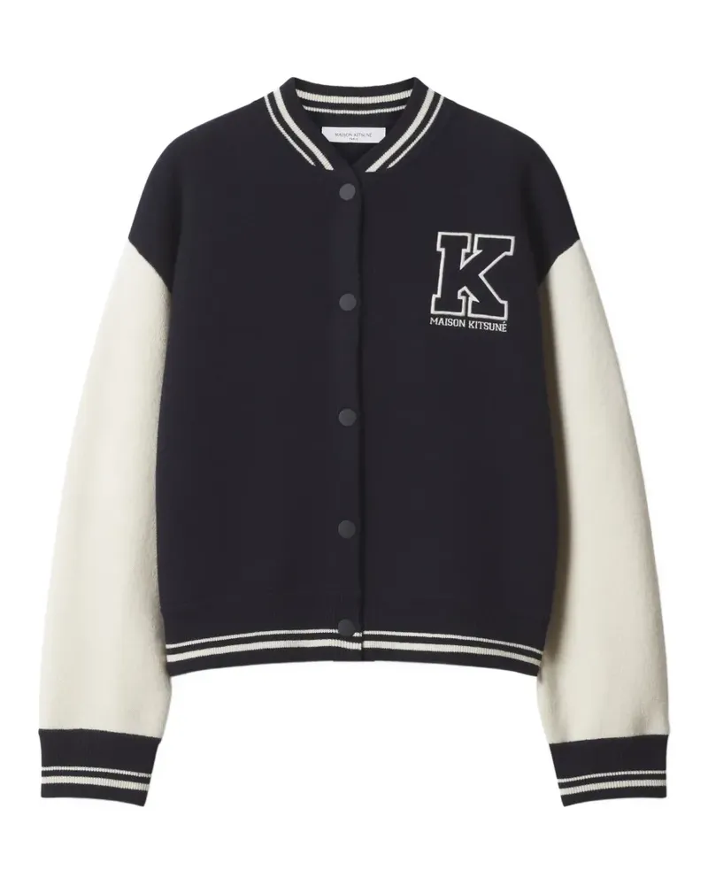 Kitsuné logo-embroidered colour-block bomber jacket - Blau Blau