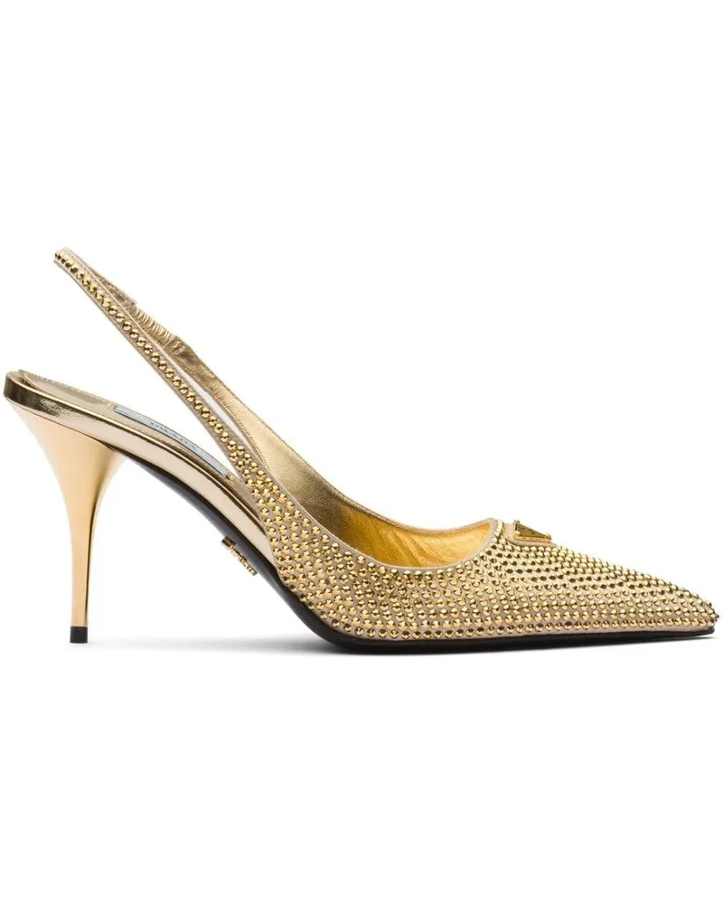 Prada Slingback-Pumps mit Kristallen Gold