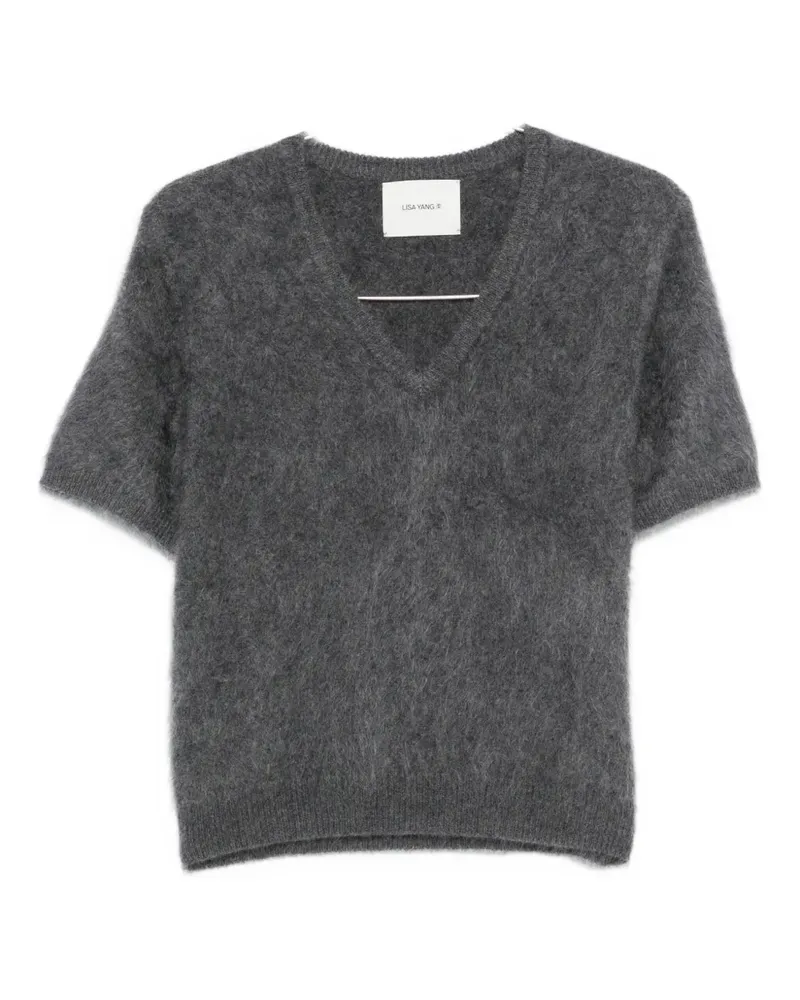 Lisa Yang V-neck short-sleeve sweater - Grau Grau