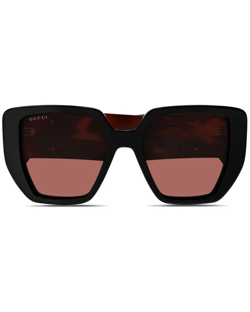 Gucci Sonnenbrille mit Oversized-Gestell - Schwarz Schwarz