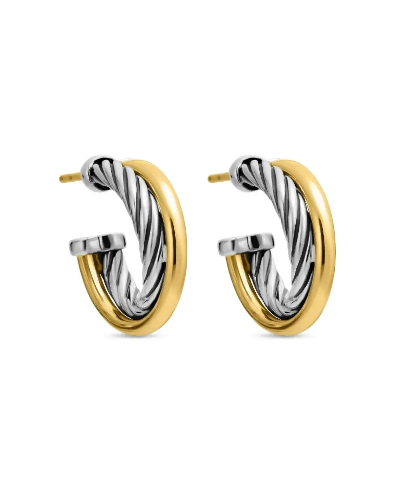 David Yurman 18kt Crossover Gelbgold- und Sterlingsilberreolen 17mm Silber