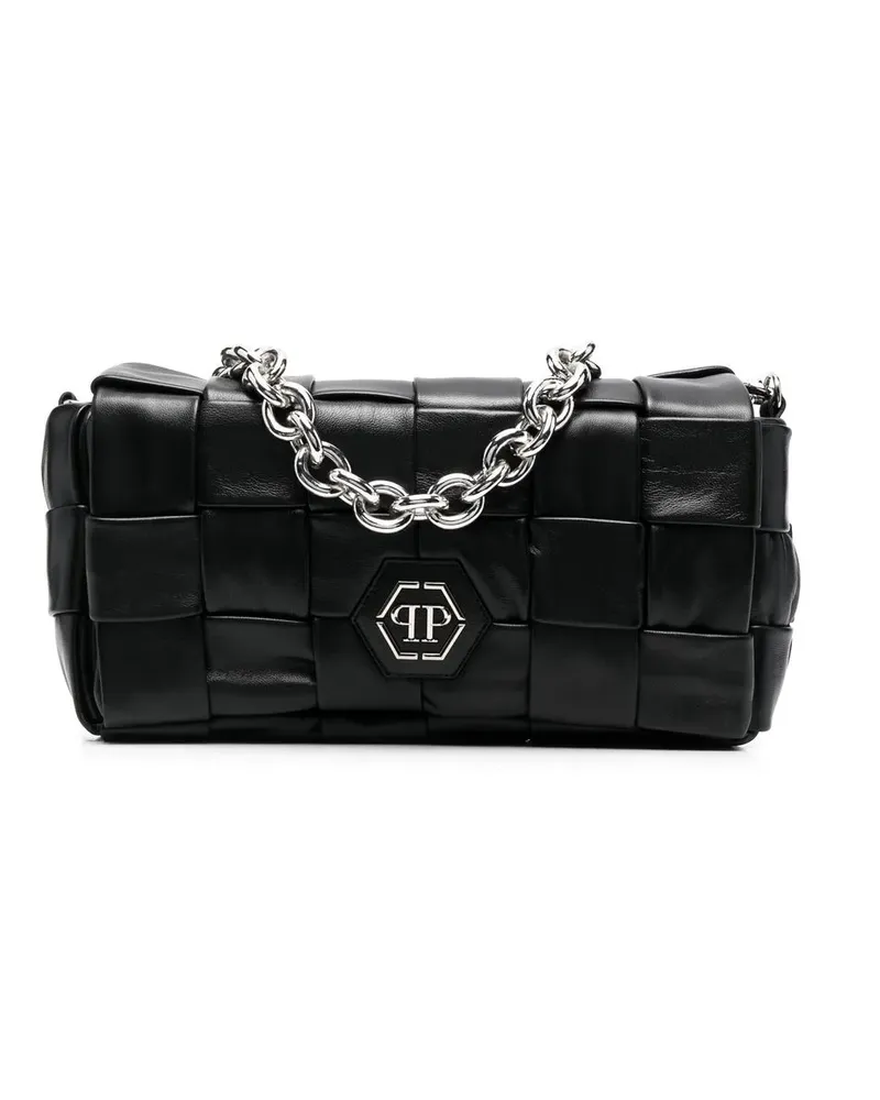 Philipp Plein Mittelgroße Hexagon Schultertasche - Schwarz Schwarz