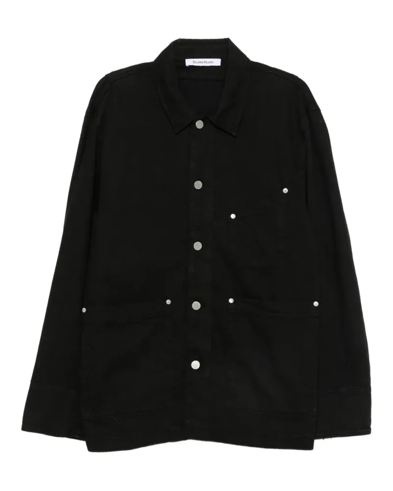 Études Studio Worker Jacke mit aufgesetzten Taschen mit Nietendetail - Schwarz Schwarz