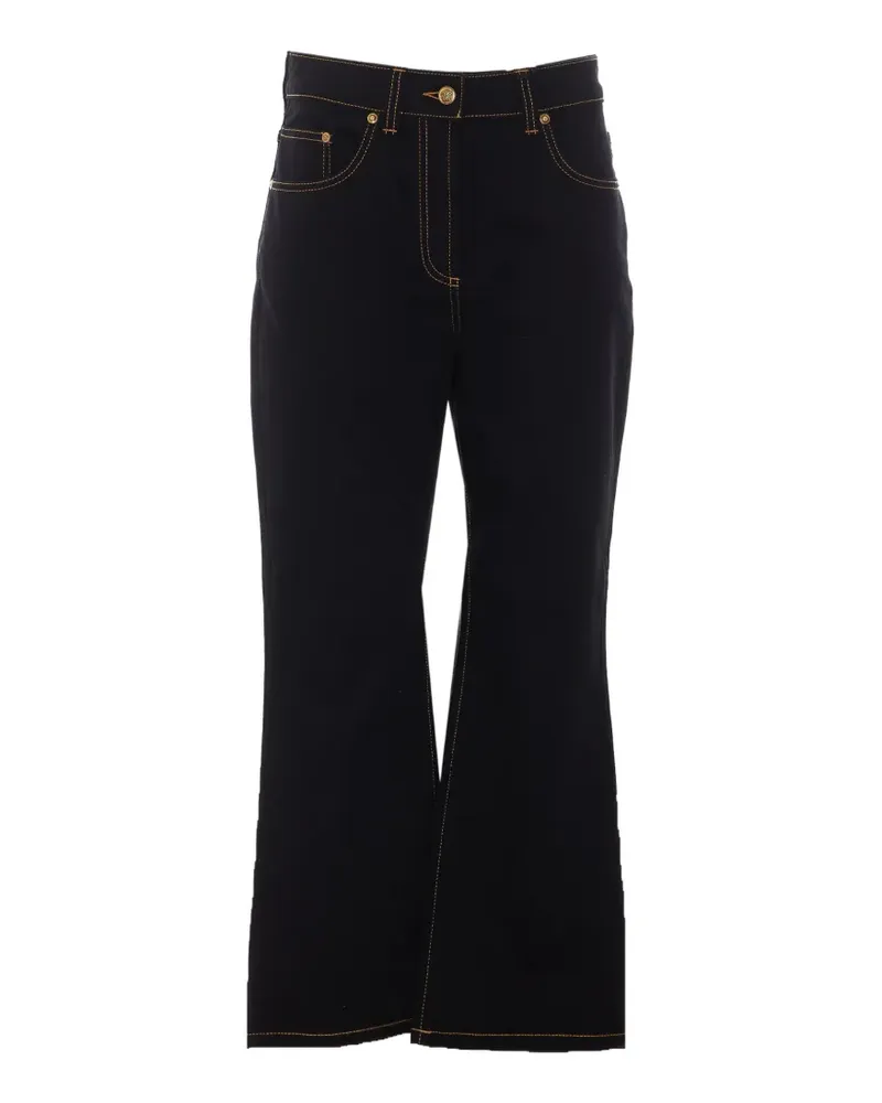 Versace logo-patch topstitched jeans - Schwarz Schwarz
