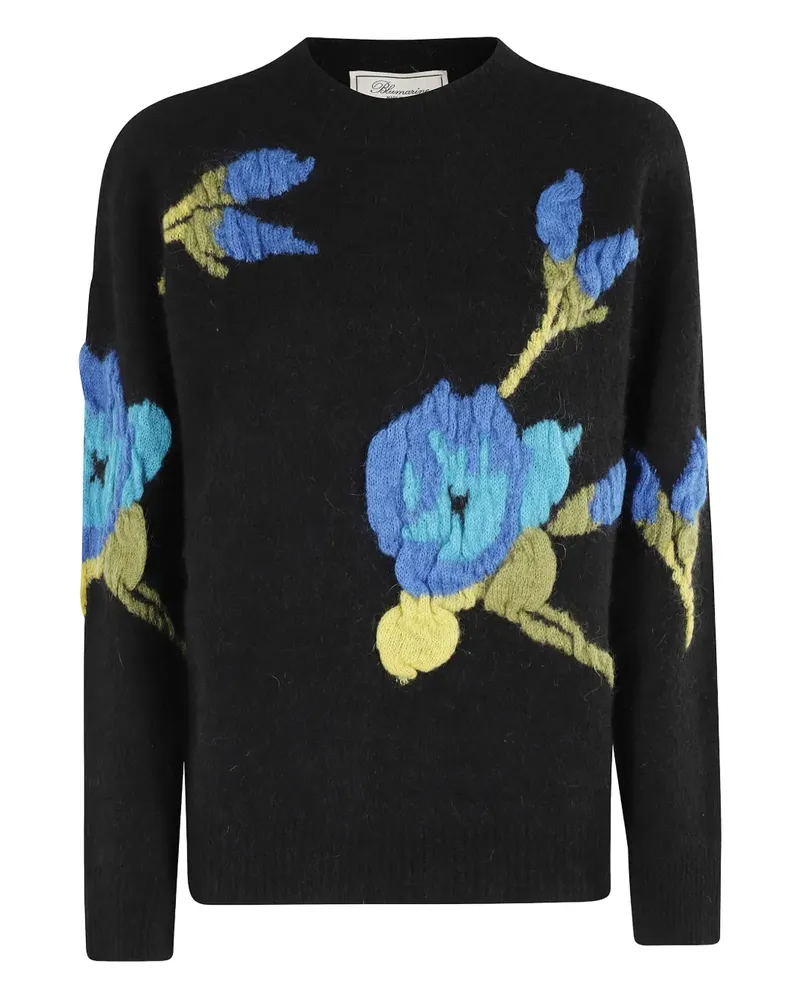 Blumarine Pullover mit Blumenstickerei - Schwarz Schwarz