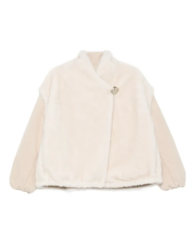 Moncler logo-plaque jacket - Nude Nude