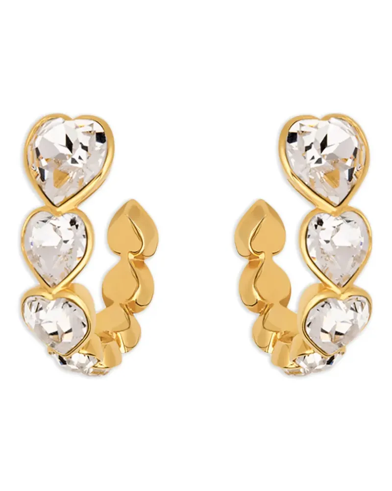 Oscar de la Renta Herz-Ohrringe mit Kristallen - Gold Gold