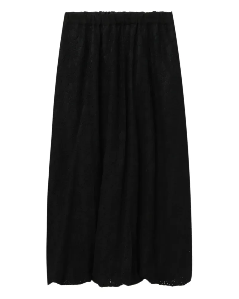 Yohji Yamamoto Spitzenrock mit elastischem Bund - Schwarz Schwarz