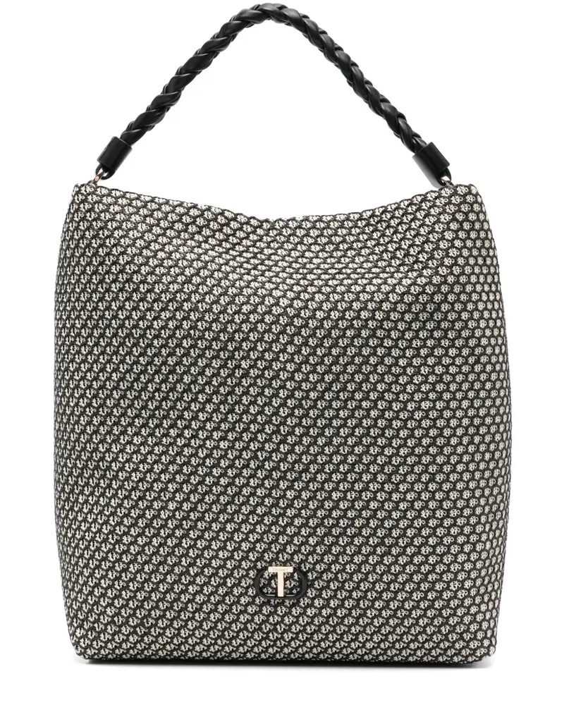 Twin-Set Tote Bag mit Mesh-Effekt - Schwarz Schwarz