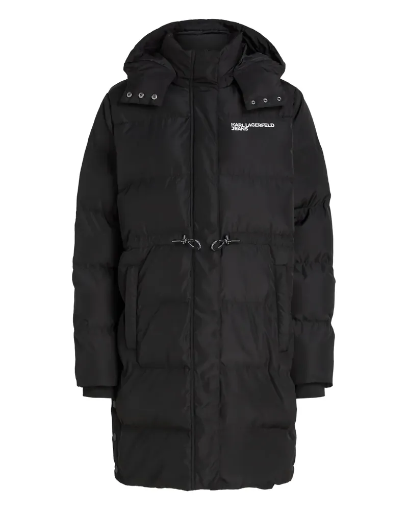 Karl Lagerfeld Langer Steppmantel mit Kapuze - Schwarz Schwarz