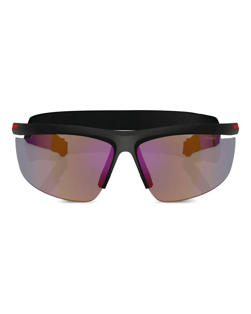 Prada Sonnenbrille mit Shield-Gestell - Schwarz Schwarz