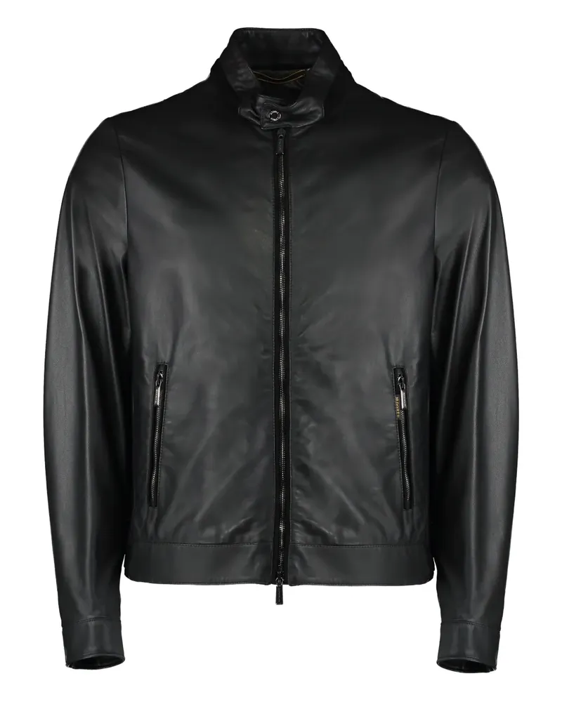 MOORER Lederjacke mit Reißverschluss - Schwarz Schwarz