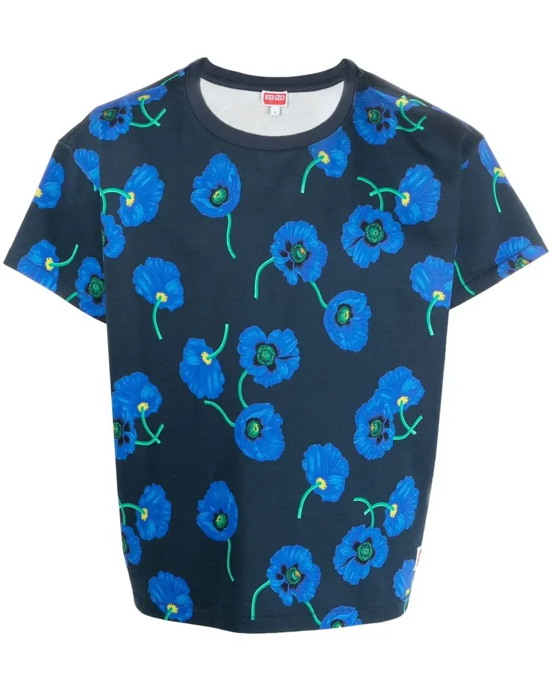 Kenzo T-Shirt mit Blumen-Print - Blau Blau