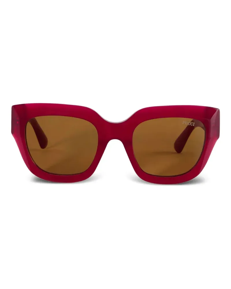 Emilio Pucci Eckige Sonnenbrille mit Logo-Print - Rot Rot
