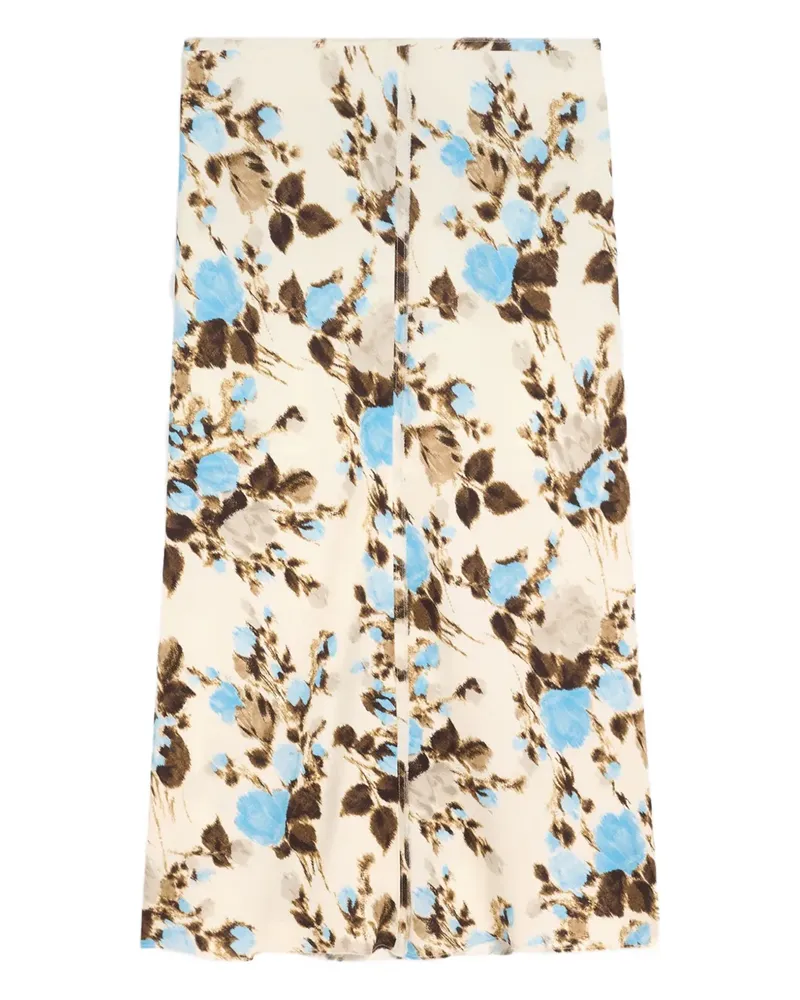 AMI Paris Midirock mit Blumenmuster - Nude Nude