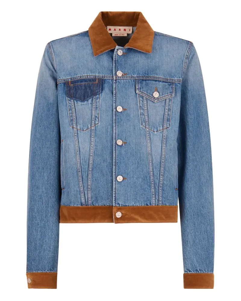 Marni x Slawn & Soldier denim velvet-trimmed jacket - Blau Blau