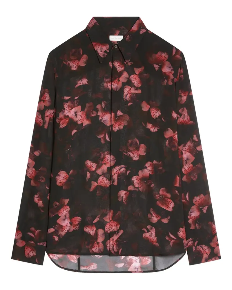 Dries van Noten Popover Seidenhemd - Schwarz Schwarz