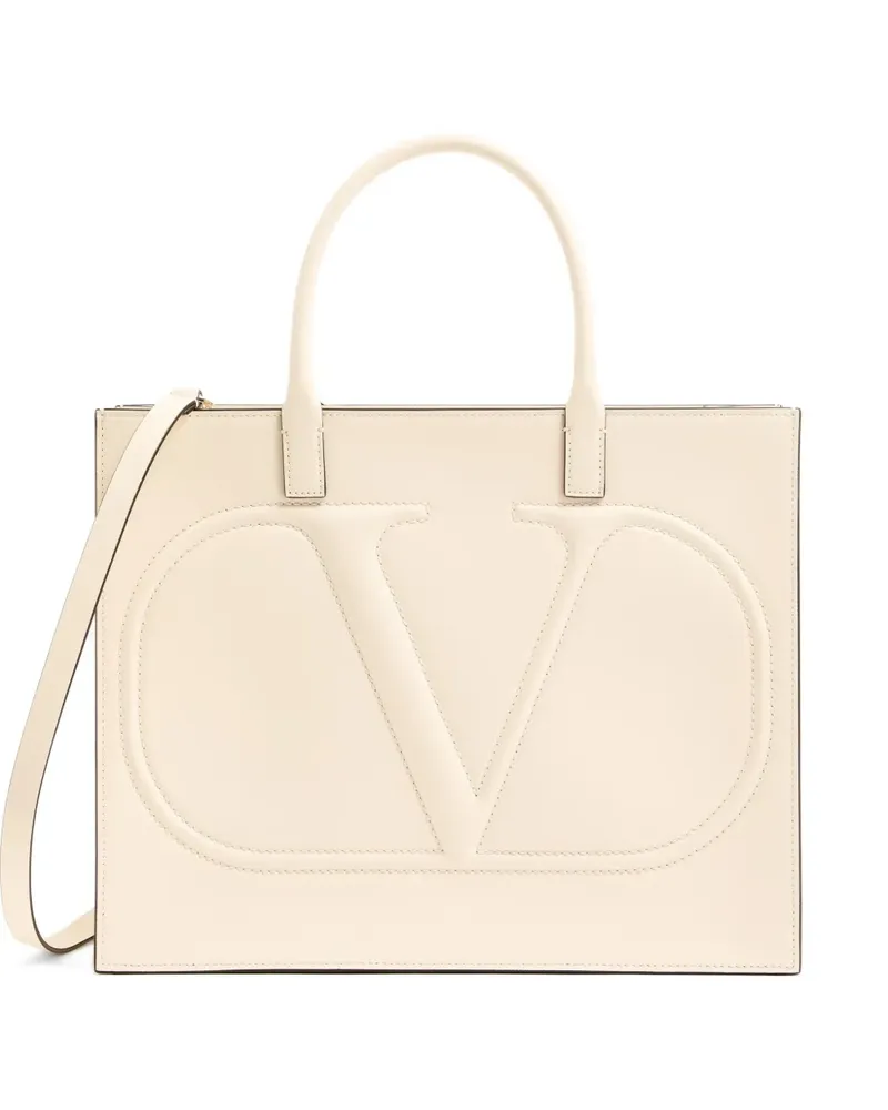 Valentino Garavani VLogo Walk Schultertasche aus Kalbsleder - Weiß Weiß