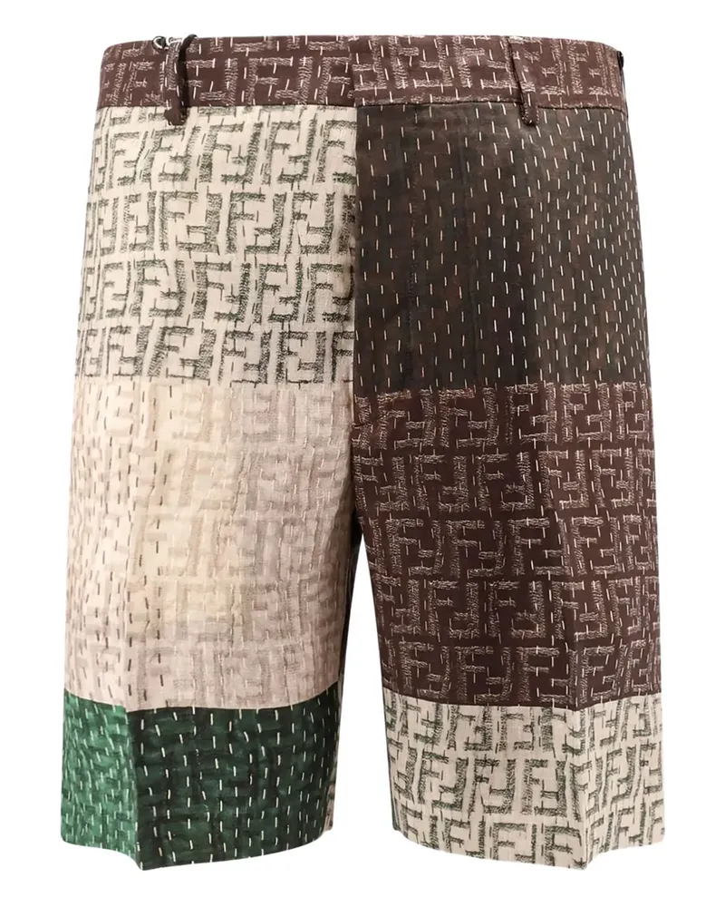 Fendi Patchwork-Shorts mit FF-Logo - Grün Grün