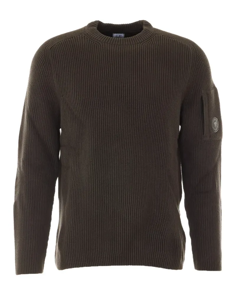 C.P. Company Gerippter Pullover mit Logo-Patch - Braun Braun
