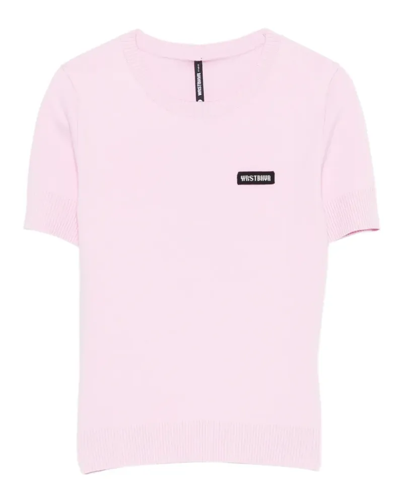 WRSTBHVR logo-patch short-sleeve sweater - Rosa Rosa