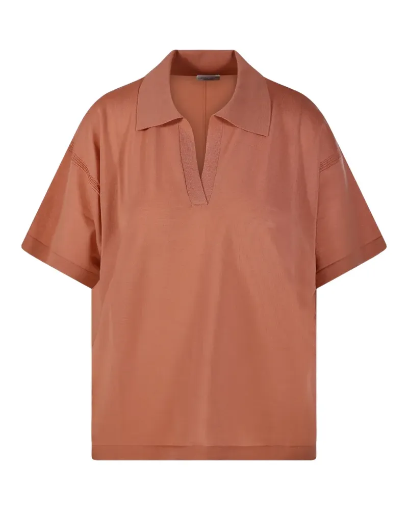 Roberto Collina fine-knit V-neck T-shirt - Orange Orange