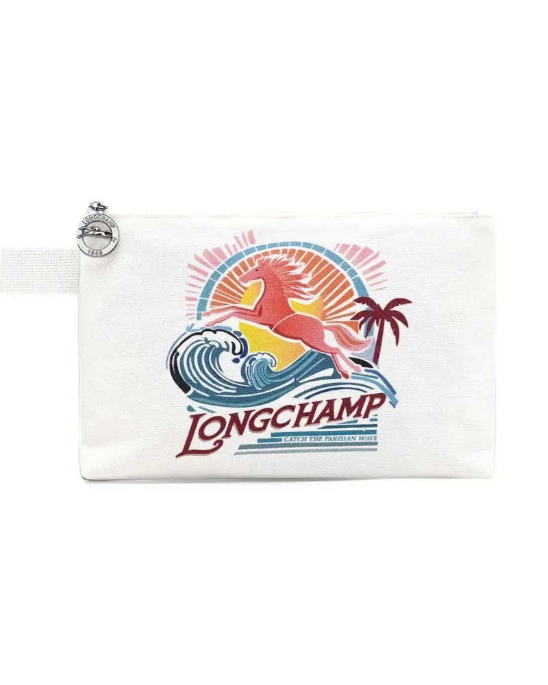 Longchamp Le Pliage Clutch mit grafischem Print - Weiß Weiß