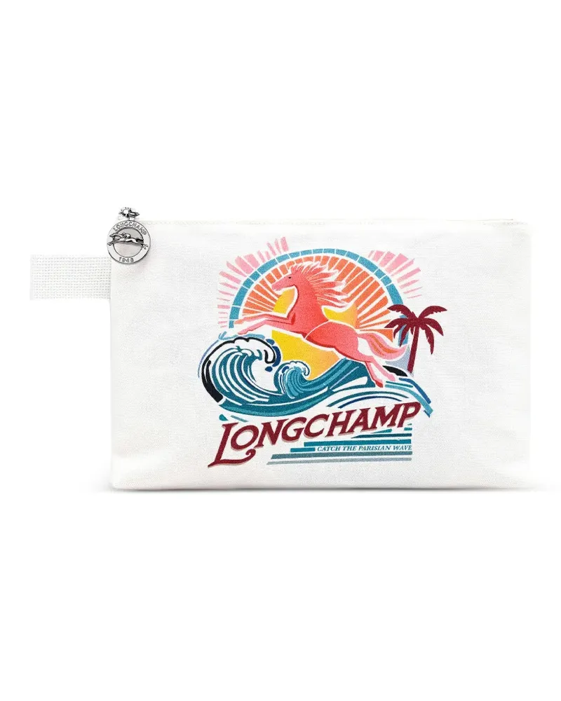 Longchamp Le Pliage Clutch mit grafischem Print - Weiß Weiß