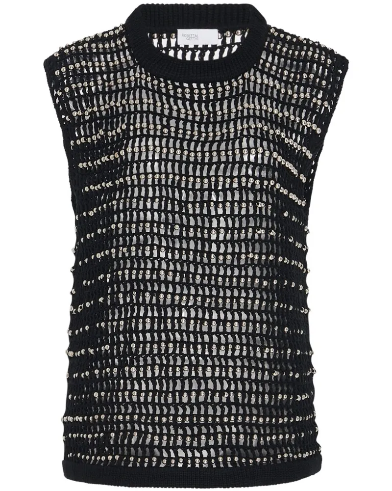 Rosetta Getty Gehäkelte Weste mit Perlen - BLACK / SILVER Black