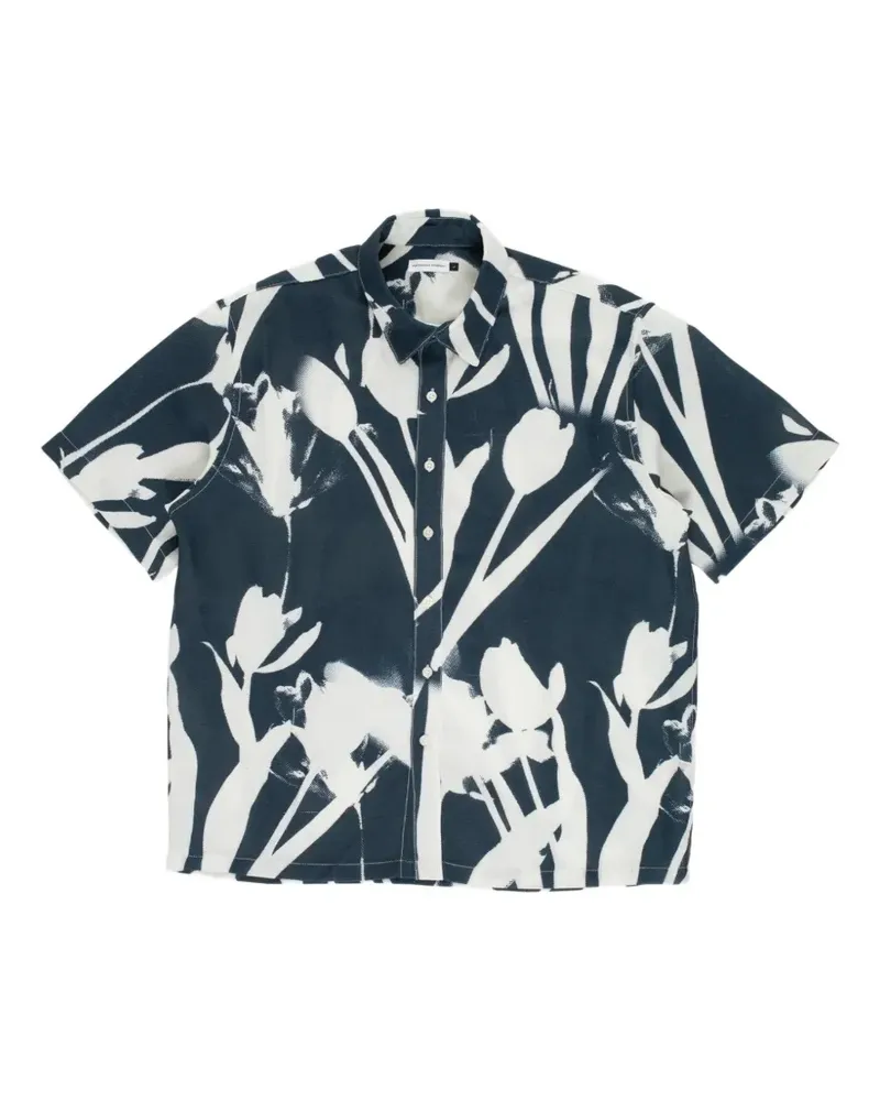 Pop Trading Company tulip print short sleeve shirt - Blau Blau