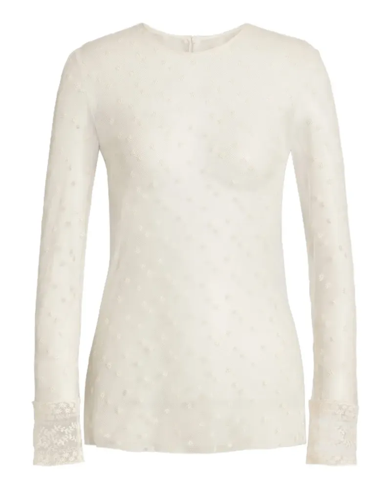 Alberta Ferretti Transparentes Top mit Spitzenborte - Weiß Weiß