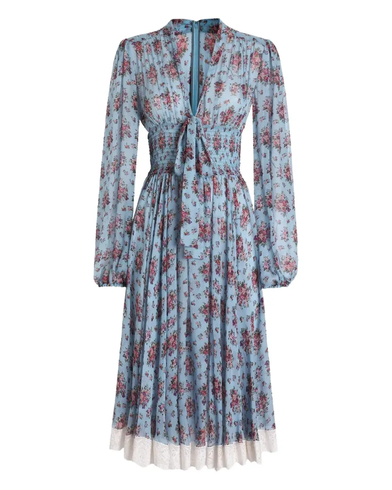 Dolce & Gabbana Gebundenes Kleid mit Blumen-Print - Blau Blau