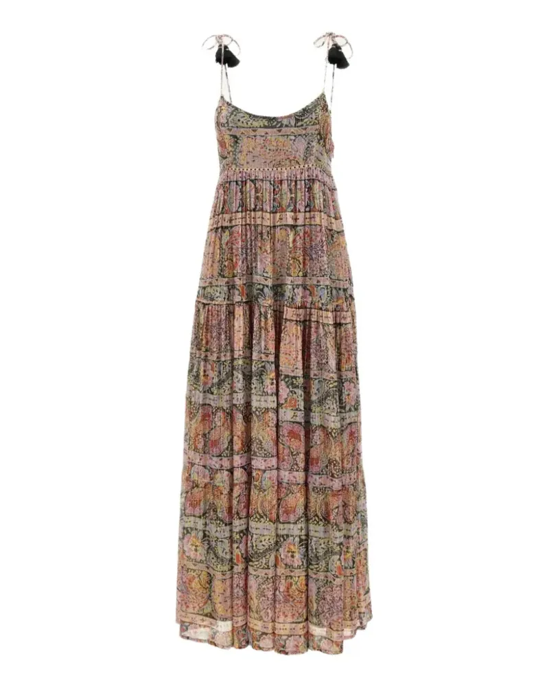 RIXO Kamilah paisley-print tiered dress - Nude Nude
