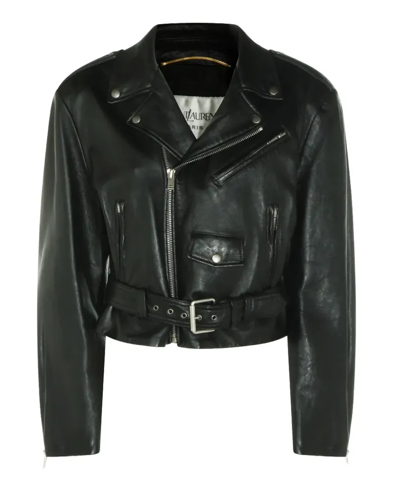Saint Laurent Bikerjacke mit Gürtel - Schwarz Schwarz